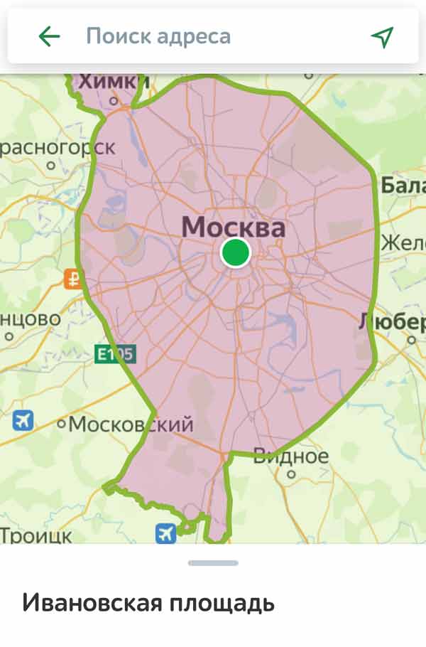 карта зоны доставки утконоса в москве